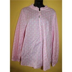 NWT Talbots 1x Pink White Airy Beach Summer Top Long Sleeves Sheer Blouse